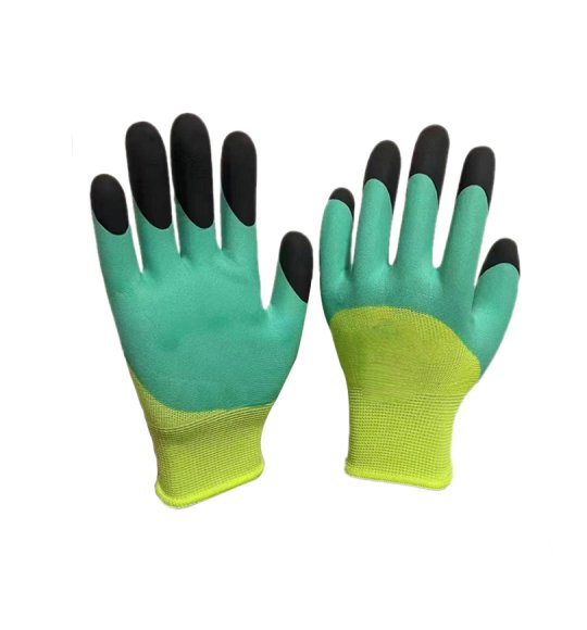 Mechanical impact coated rubber raw materials gloves
